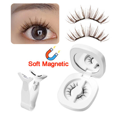 Good price Brown Soft Magnetic Eyelashes Kit No Glue Beginner Friendly Natural Wispy Waterproof online