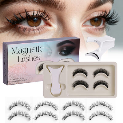 Good price 2 Pairs Travel Reusable Natural Private Label Faux Mink Magnetic Eye Lash Kit With Applicator online