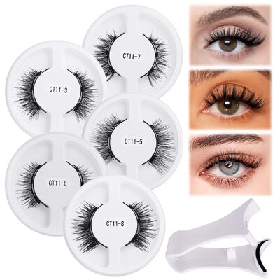 Buon prezzo Ciglia magnetiche riutilizzabili fatte a mano senza colla 3 magneti leggere aspetto naturale OEM ODM in linea