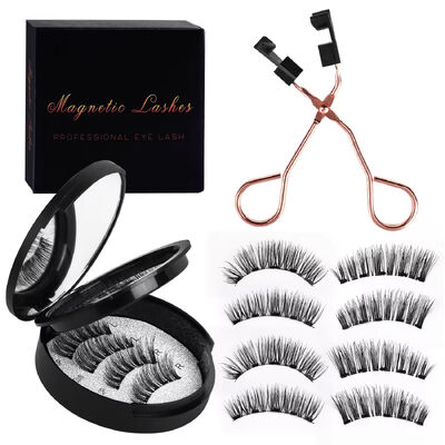 Good price Natural Length 3D Effect Strip Fiber False 5 Magnetic Eyelash Powerful Magnets Custom Logo online