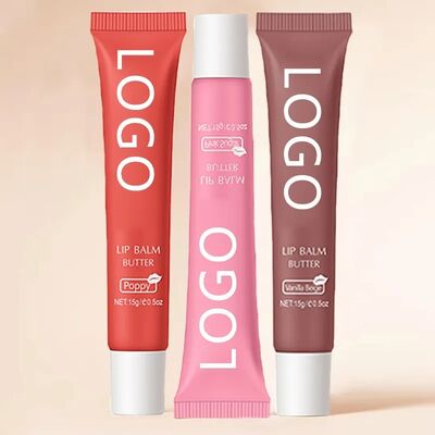 Bon prix Baume à lèvres naturel nourrissant en beurre minéral, gel, emballage pour femmes, logo personnalisé, repulpant à lèvres, brillant, étiquette privée, teinte à lèvres en ligne