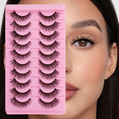 Good price 10 Pairs Cat Eye Lash Strips Faux Mink Natural Lashes 6D Eyelashes Full Strip Style Lash Extensions online